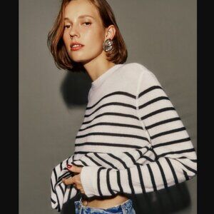 Reformation Cashmere Striped Boyfriend Sweater - Discontinued, Size S